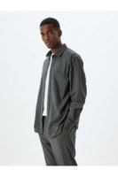 Koton Classic Shirt Long Sleeve Pocket Detail Cotton Blend