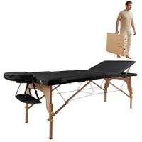 Masérské lehátko inSPORTline Japane 195x70x62-84 cm 3-dílné dřevěné černá