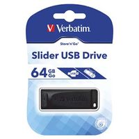 Verbatim USB flash disk, USB 2.0, 64GB, Slider, černý, 98698, USB A, s výsuvným konektorem