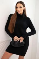 Kesi Włoski Dámské šaty z viskózy pletené se širokým límcem černá