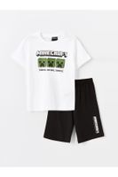 LC Waikiki Crew Neck Minecraft Printed Boy Shorts Pajama Set