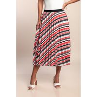 Plus Size Faltenrock Mit Print, Rot