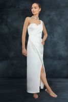 Trendyol White Satin Woven Elegant Evening Dress