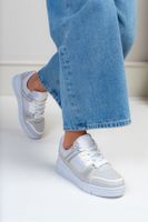 NİŞANTAŞI SHOES Galaxy Silver Knit Thick Sole Women's Sneakers