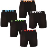 5PACK pánské boxerky Styx long sportovní guma černé (5UN9602) S
