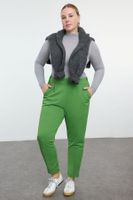 Trendyol Curve Green Carrot Fit Knitted Plus Size Trousers