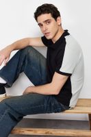 Trendyol Black Color Blocked Regular/Normal Cut 100% Cotton Polo Neck T-shirt