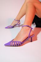 LuviShoes LIEDE Purple Patent Leather Women's Pointed Toe Thin Heeled Shoes