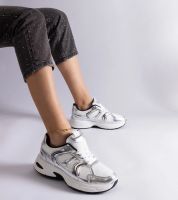 Gemre Biało-srebrne sneakersy sportowe Ena
