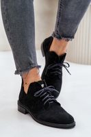 Zazoo 2959 Suede Oxfords Lace Up lapos sarkú fekete