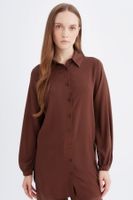 DEFACTO Regular Fit Basic Plain Viscose Long Sleeve Shirt Tunic