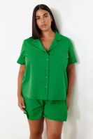 Trendyol Curve Green Shirt Collar Woven Pajama Set