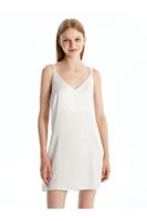 LC Waikiki Women's V-Neck Striped Satin Nightgown