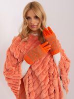 Orange warm women's gloves