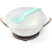 BabyOno Be Active Suction Bowl with Spoon набір посуду для дітей Grey 6 m+ 2 кс