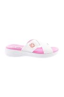 DGN 101-23y Women's Cross Strapped Slippers White Fuchsia