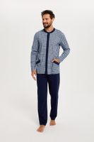 Men's pyjamas Alden long sleeves, long legs - print/navy blue