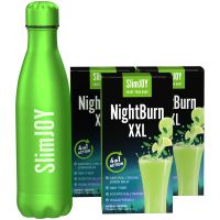 3x NightBurn XXL + SlimJOY Thermo-Flasche | Abnehmen und besser schlafen - Fatburner mit Garcinia Cambogia | 3x 10  Beutel | SlimJOY