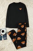 Trendyol Men's Black Regular Fit Teddy Bear Printed Knitted Pajama Set