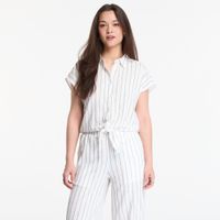 Koszula Urban Classics Ladies Structured Striped Tied Blouse Off White/ Black L