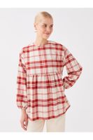 LC Waikiki Crew Neck Plaid Long Sleeve Women's Tunic