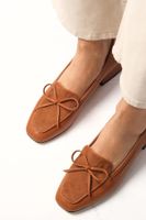 Mio Gusto Tilda Tan Color Flat Toe Short Heel Women's Shoes