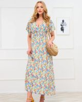 Resti Yellow women's floral maxi dress - Clothing