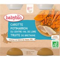 Babybio BIO mrkva a tekvica s pstruhom detský príkrm 2x200 g