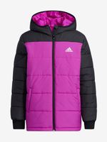 Black and pink adidas Performance quilted jacket for girls