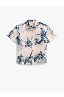 Koton Short Sleeve Shirt with Floral Single Pocket Detail