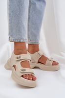 PS1 Materiałowe Lekkie Sandały Na Platformie Jasnobeżowe Deniffia