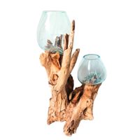 Ambia Home VÁZA, drevo, sklo, 40 cm