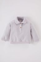 DEFACTO Baby Girl Baby Collar Buttoned Soft Furry Sweatshirt