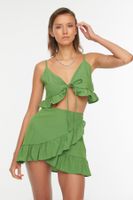 Trendyol Green Woven Frill blouse and Skirt Set