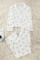 Trendyol White Cotton Floral Covered Pocket Detailed Knitted Pajama Set