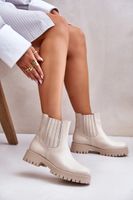 Lewski Shoes Női bebújós csizmák lapos sarkú bőr világos bézs Lewski 3611