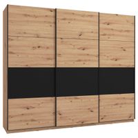 Xora ŠAT. SKRIŇA S POSUV. DVERAMI, čierna, dub artisan, 262,5/224/65,5 cm