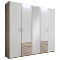 MID.YOU ŠATNÍ SKŘÍŇ SE ZRCADLEM, bílá, barvy dubu, 225/210/58 cm