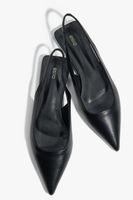 Estro: Czarne sandały damskie typu slingback na płaskim obcasie z czubkiem w szpic