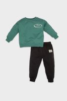 DEFACTO Baby Boy Printed Crew Neck Sweatshirt Flexible Waist Jogger Sweatpants 2-Piece Set