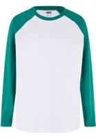 Boys' long-sleeved T-shirt Organic Oversized white/green