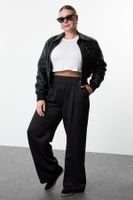 Trendyol Curve Black High Waist Wide Leg Woven Trousers