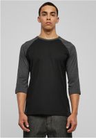 Contrasting 3/4 sleeve raglan t-shirt blk/cha