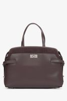 Estro: Ciemnobrązowa torebka damska typu tote ze skóry naturalnej