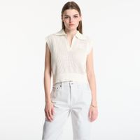 Γιλέκο Calvin Klein Jeans Crochet Cropped Vest Tofu L