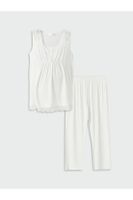 LC Waikiki Square Neck Lace Detailed Maternity Pajamas Set