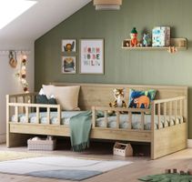 Posteľ s odnímateľnou zábranou cody - dub