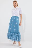 Bigdart 8010 Patterned Chiffon Skirt - Indigo