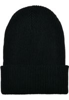 Ribbed knit cap made of recycled yarn black