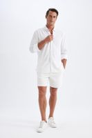 DEFACTO Relax Fit White Jean Bermuda Shorts